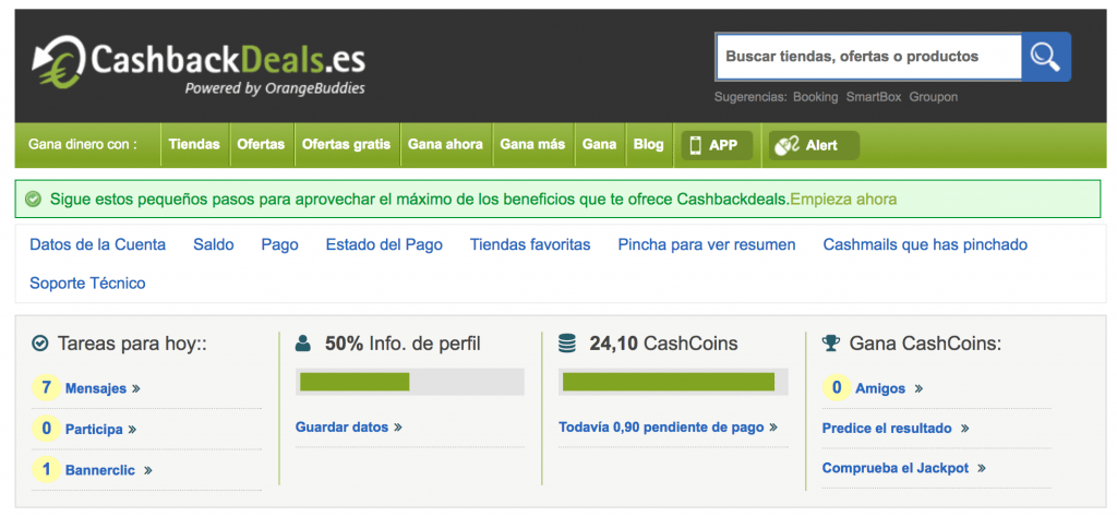 Cashbackdeals ganar dinero en internet haciendo clic en mails